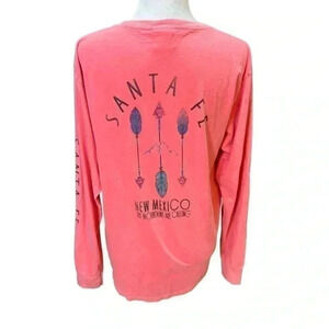 Blue 84 Sante Fe New Mexico Long Sleeve Crewneck T-Shirt Coral Size M